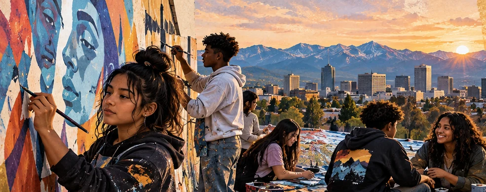 Colorful abstract illustration representing youth, art and community